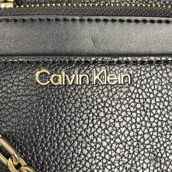 Calvin Klein Anya Signature Chain Black Faux Leather Purse Tote Shoulder Bag OS - Picture 13 of 14